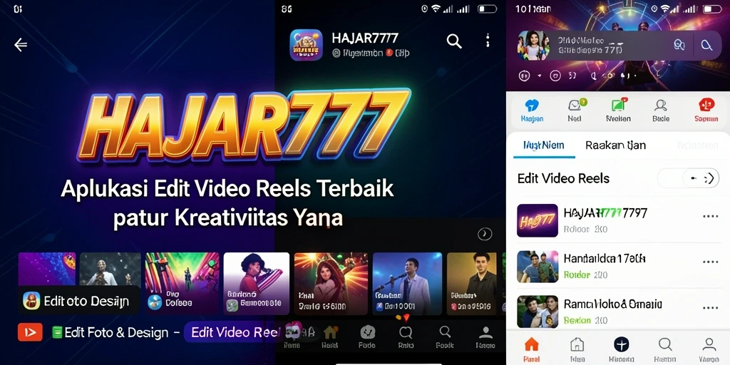 Antarmuka aplikasi HAJAR777 untuk editing video Reels yang user-friendly.