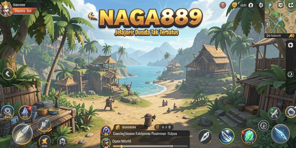 Screenshot NAGA889 menampilkan antarmuka eksplorasi Open World yang menawan.
