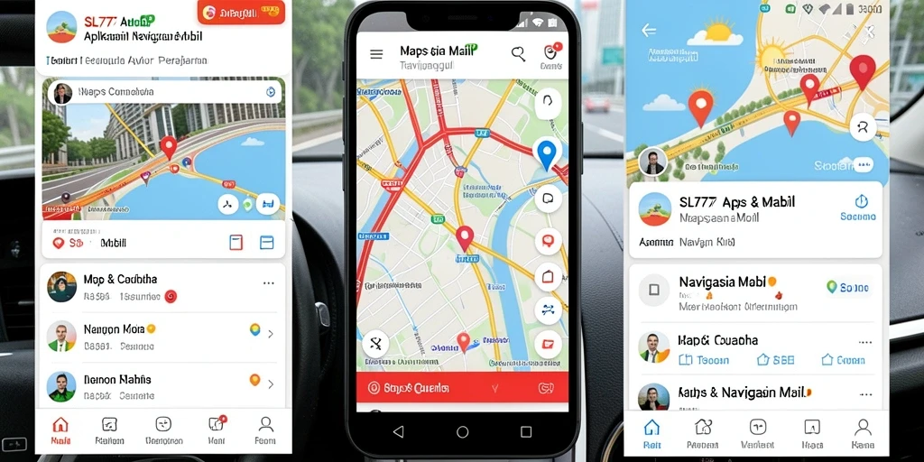 Antarmuka aplikasi SL777 dengan peta interaktif dan petunjuk arah yang jelas.
