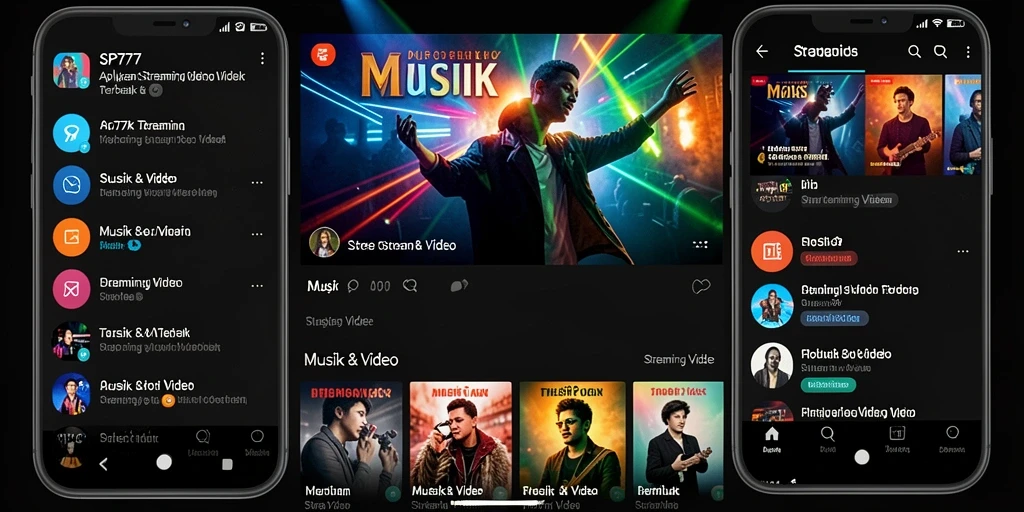 Antarmuka SP777 yang menarik dengan berbagai konten Streaming Video.