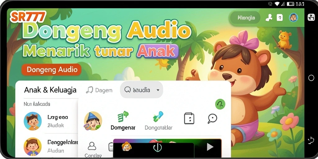 Antarmuka aplikasi SR777 yang menarik untuk Dongeng Audio.