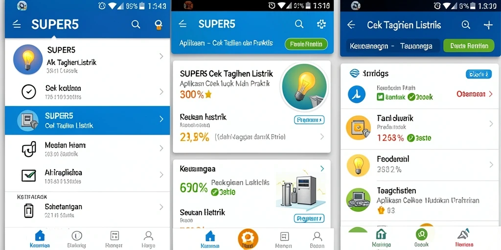 Antarmuka SUPER5 menampilkan informasi tagihan listrik yang jelas dan mudah dipahami.